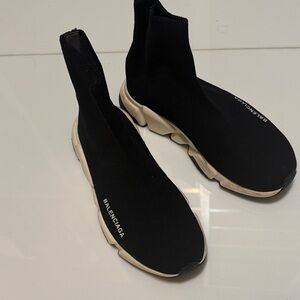 Balenciaga Black and White Sock Sneakers 37.5
